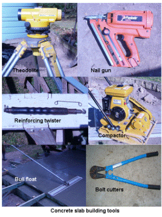 Concrete slab building tools